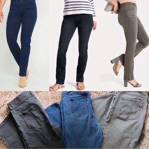 Lot of 3 Betabrand Straight-Leg Jeans in Navy, Black, Gray